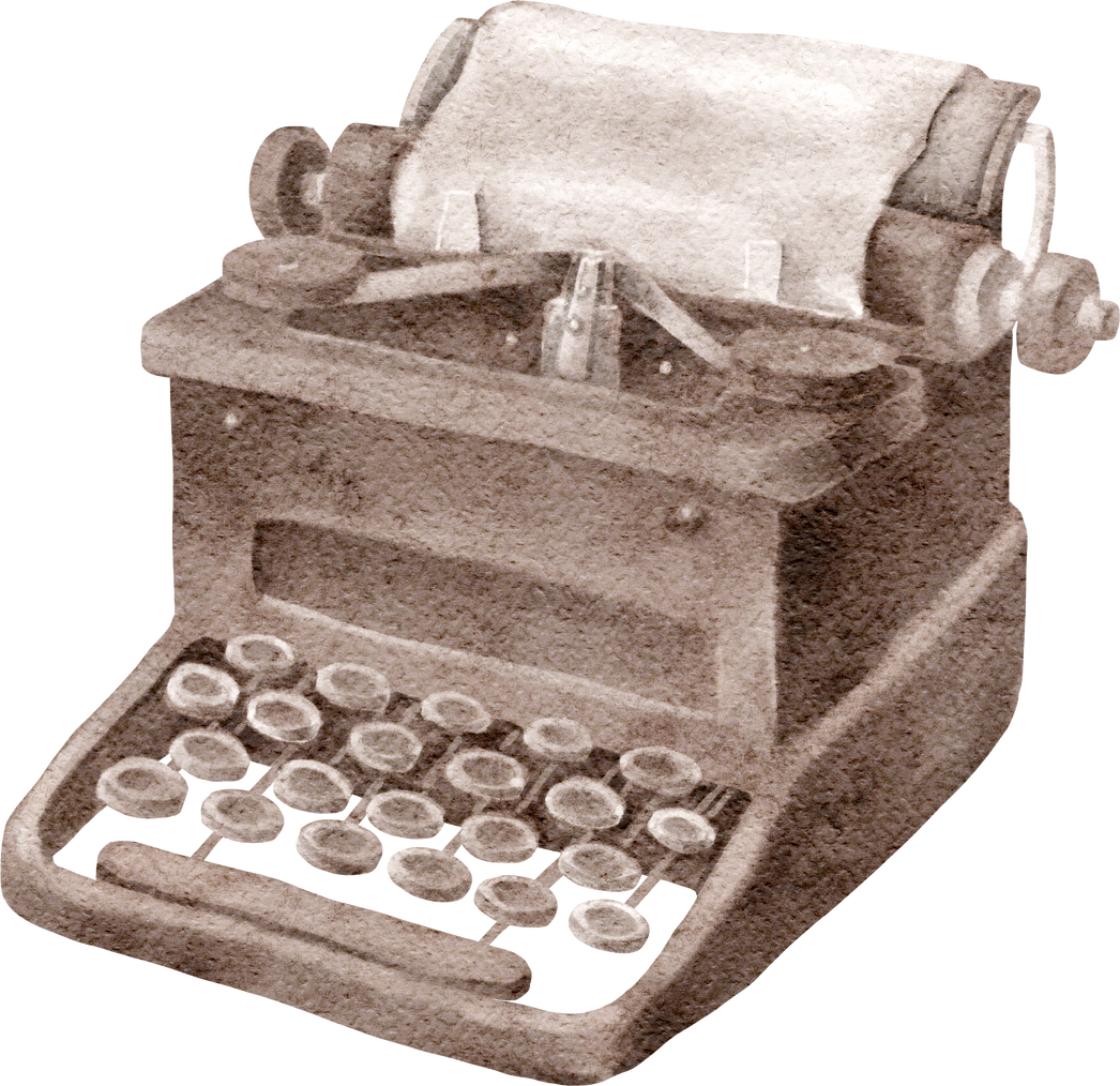 Vintage typewriter watercolour illustration